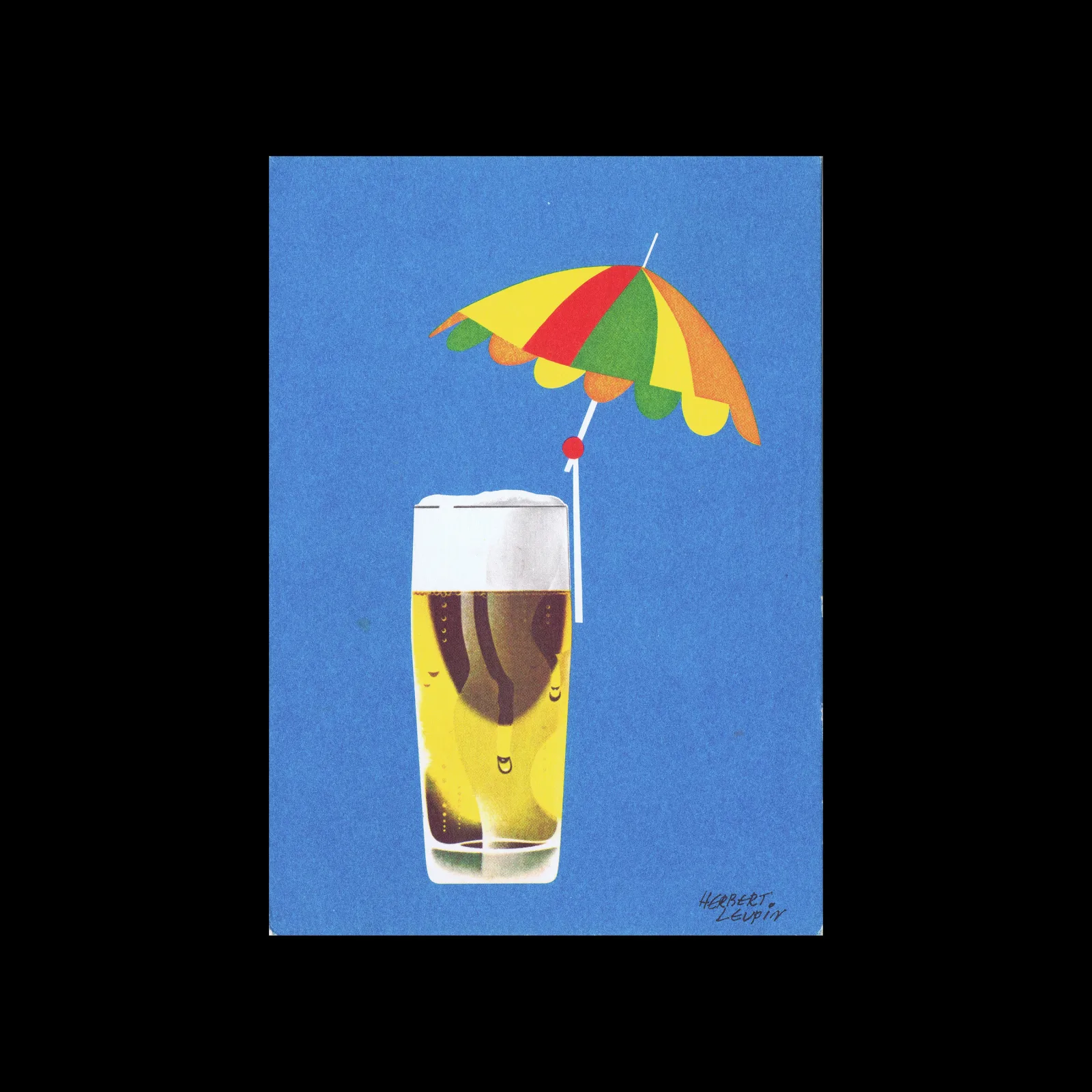 Herbert Leupin, Postcard for Deutsche Bierwerbung e.V., Bonn-Bad Godesberg, c.1980s