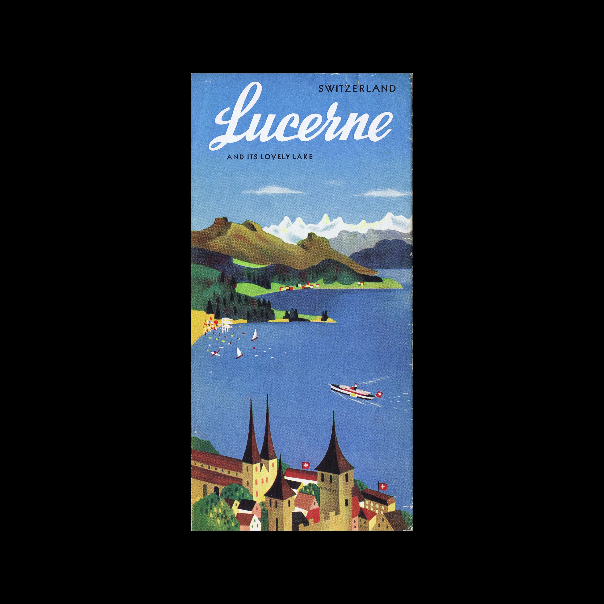 Lucerne, Switzerland and its Lovely Lake, Lucerne tourist office, c. 1930s/40s Designed by Herbert Leupin 