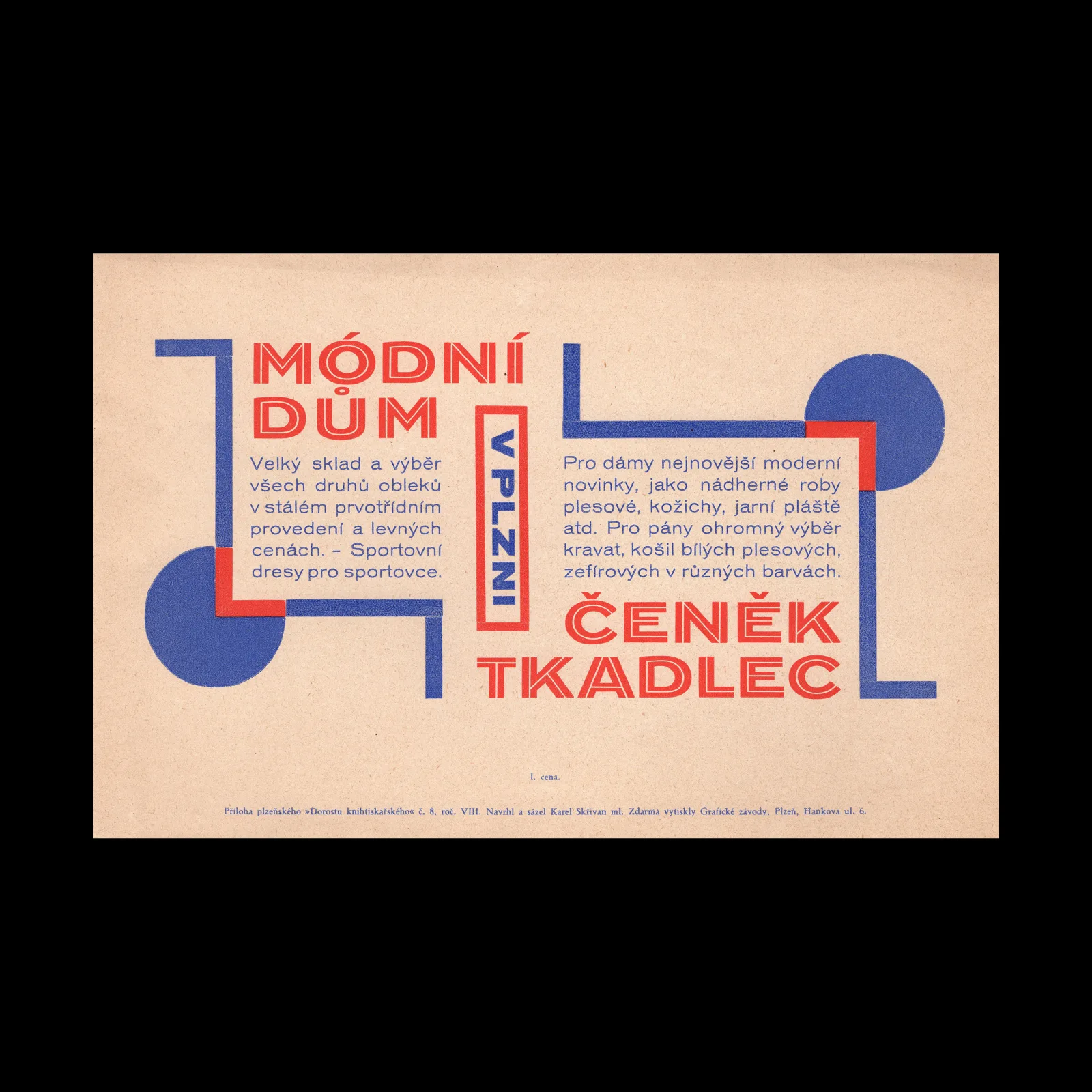Módní Dům v Plzni Fashion Store Price List, c.1932–1936