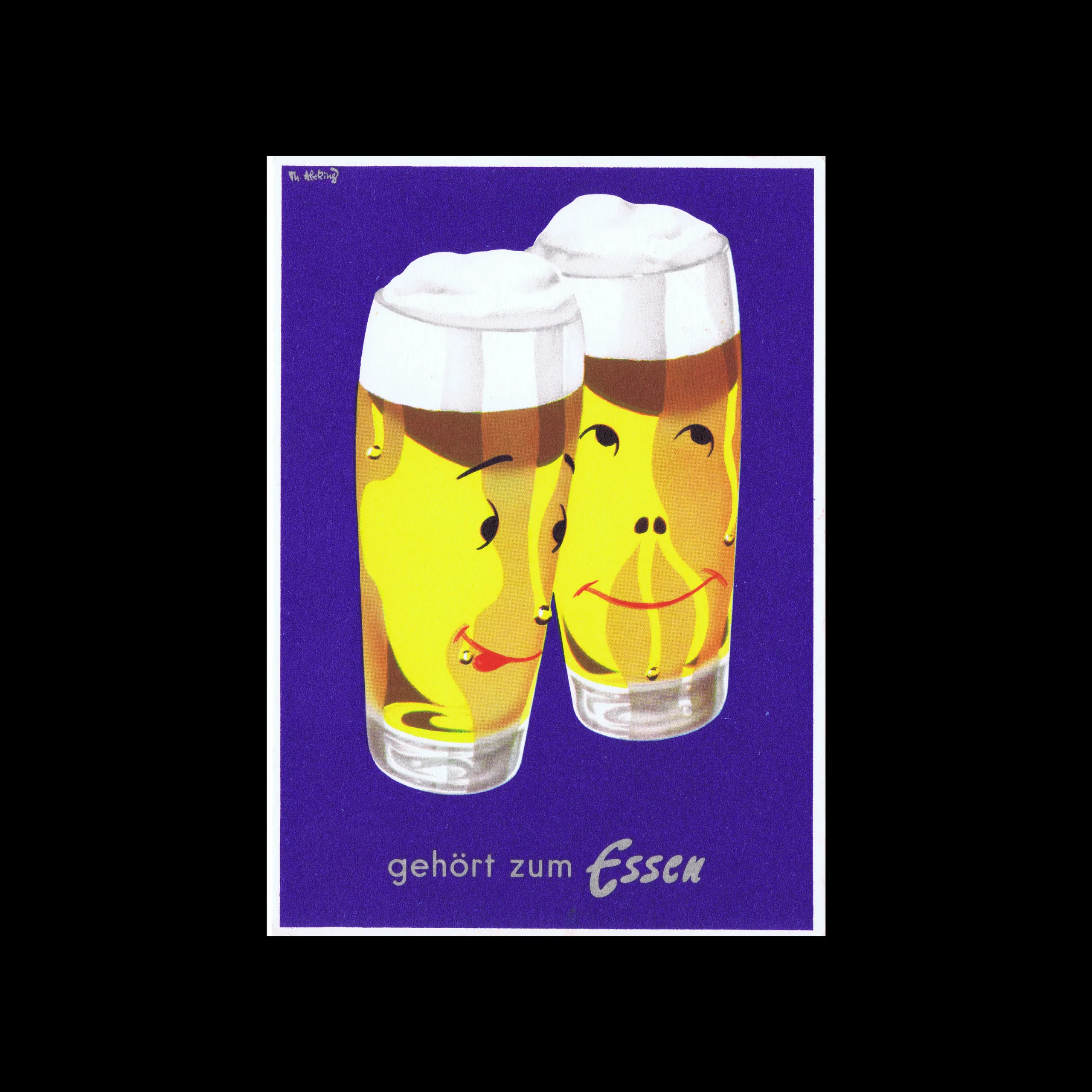 Two beer glasses, Deutsche Bierwerbe GmbH, 1978. Illustrated by Thomas Abeking