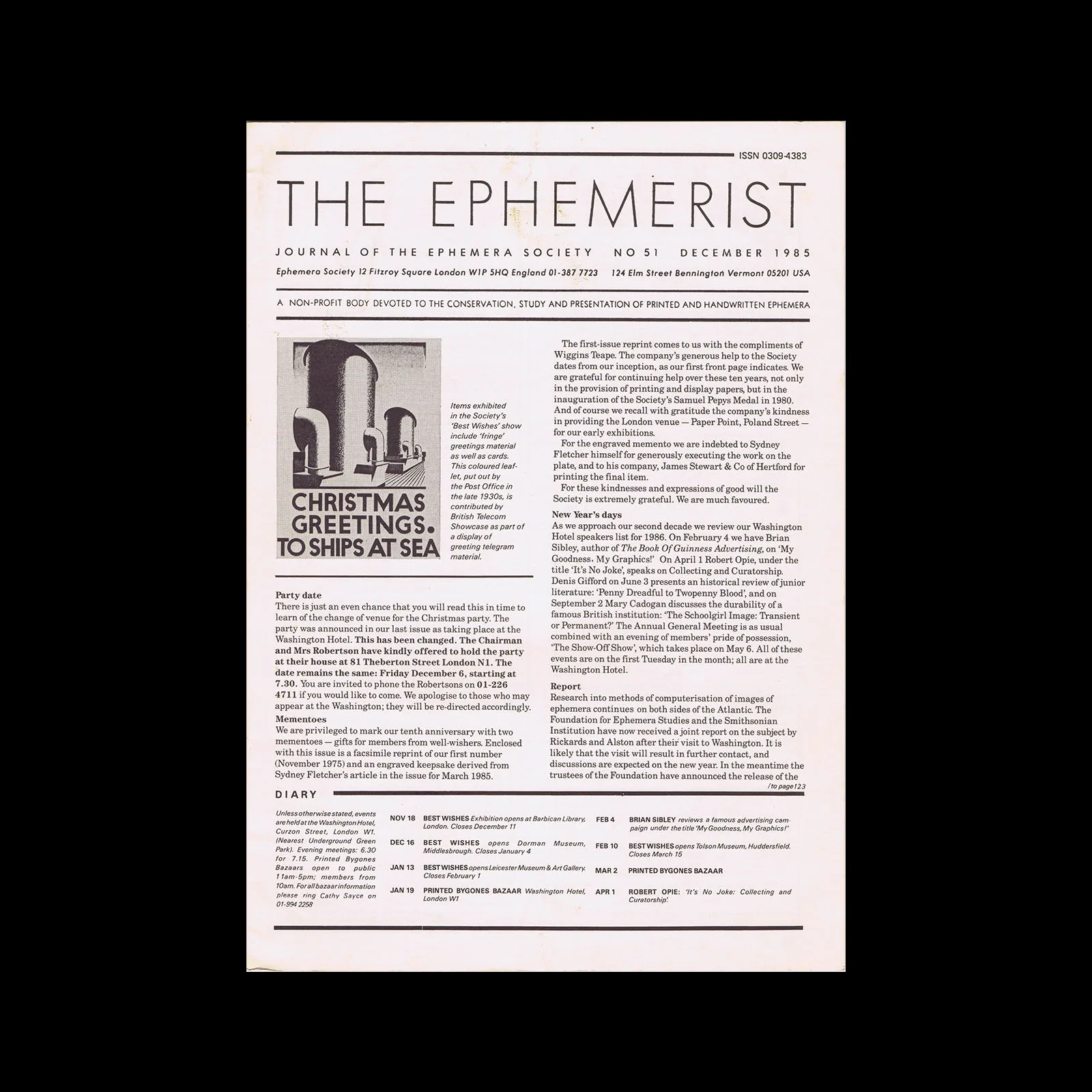 The Ephemerist, No 51, December 1985