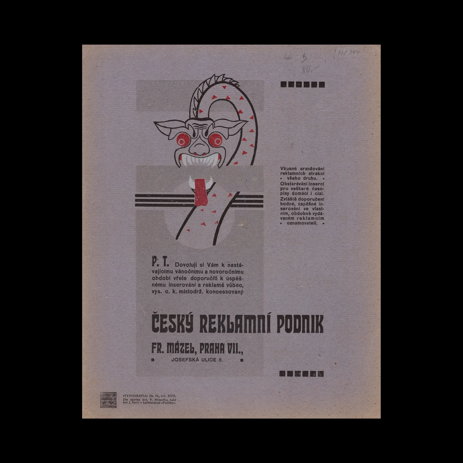 Cesky reklamni podnik Advertisement, Typografia, Vol 17, No 12, 1906