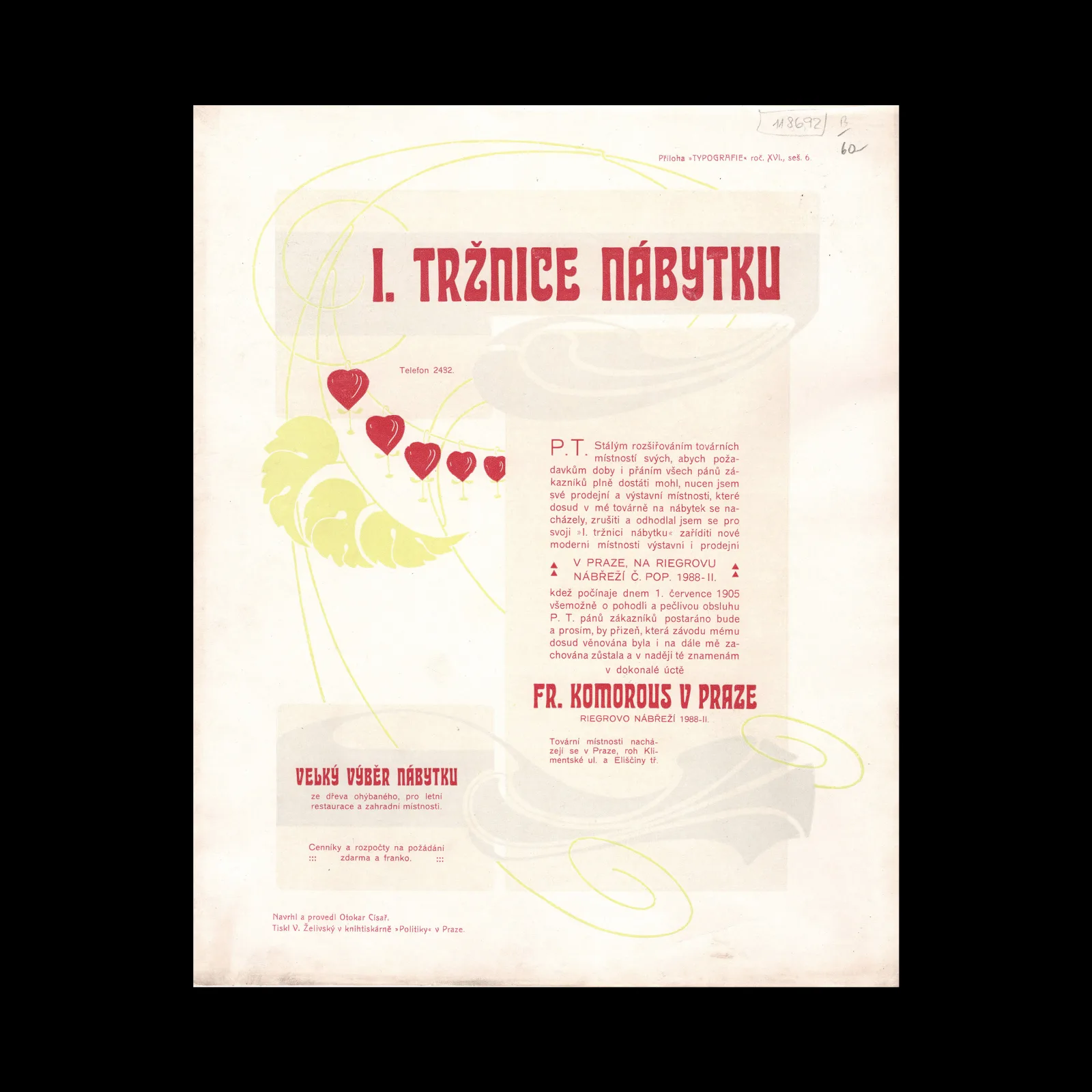 Furniture Showroom Advertisement, Typografia, Vol 16, No. 6, 1905