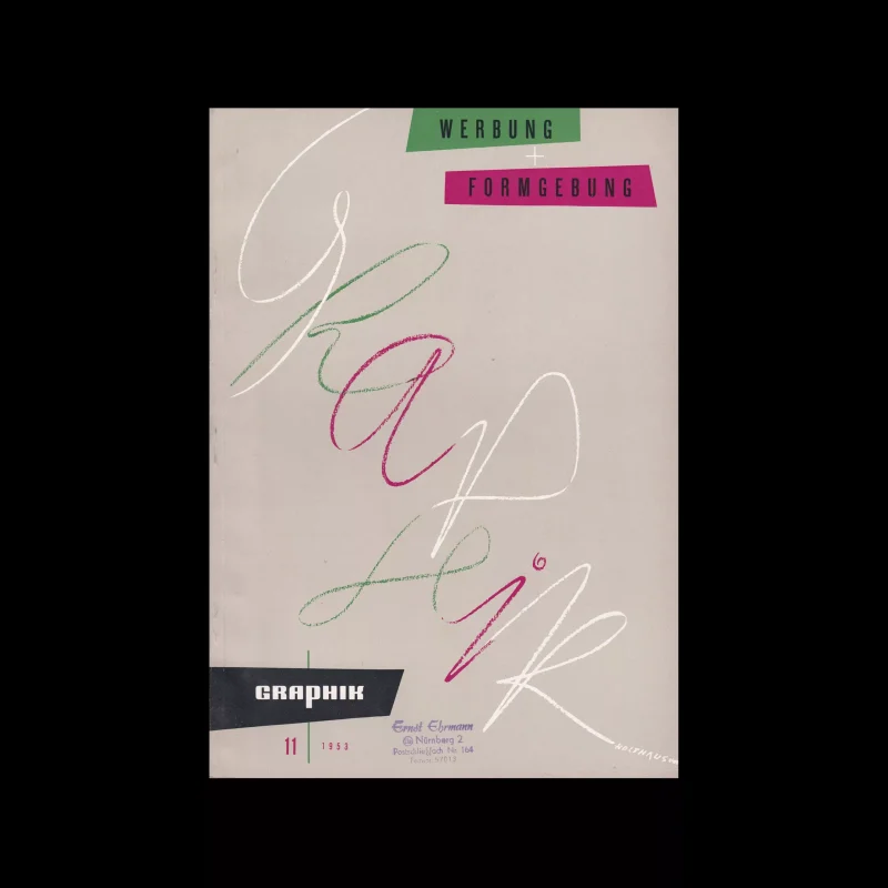 Graphik - Werbung + Formgebung, 11, 1953. Cover design by Edwin Holthaus