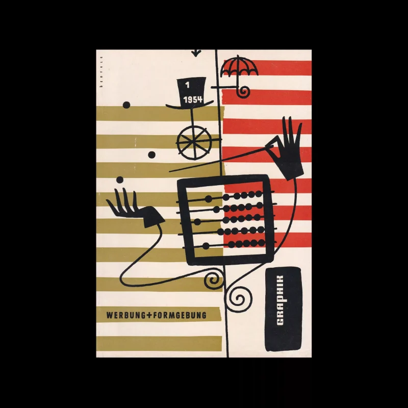Graphik - Werbung + Formgebung, 1, 1954. Cover design by Hermann Bentele