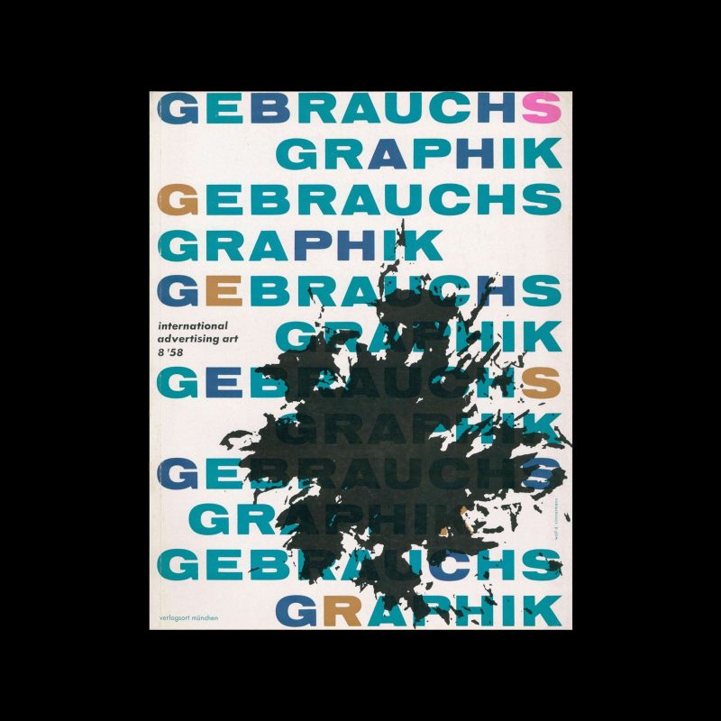 Gebrauchsgraphik, 8, 1958. Cover design by Wolf Zimmerman