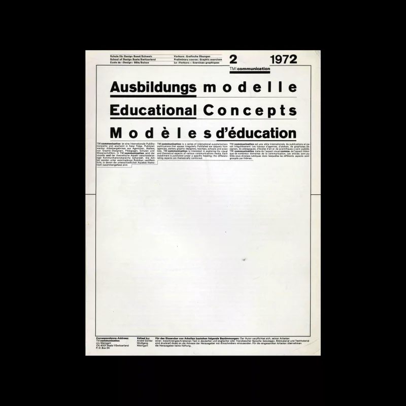 Typografische Monatsblätter Communication, 2, 1972. Design by Wolfgang Weingart