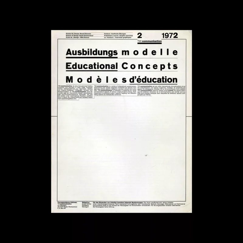 Typografische Monatsblätter Communication, 2, 1972. Design by Wolfgang Weingart
