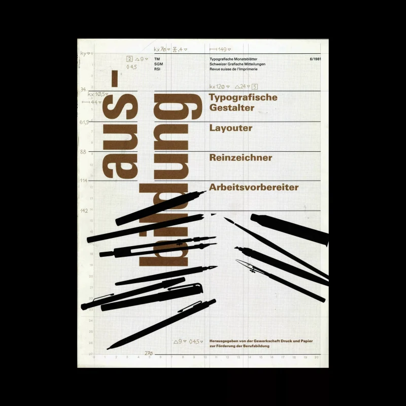 Typografische Monatsblätter, 6, 1981. Cover design by Heinrich Fleischhacker