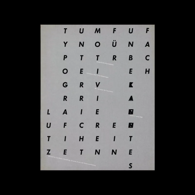 Typografische Monatsblätter, 2, 1982. Cover design by Hans-Rudolf Lutz