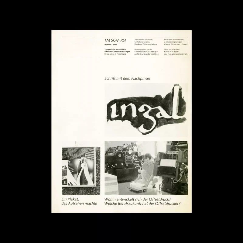 Typografische Monatsblätter, 1, 1983. Cover design by Jean-Pierre Graber