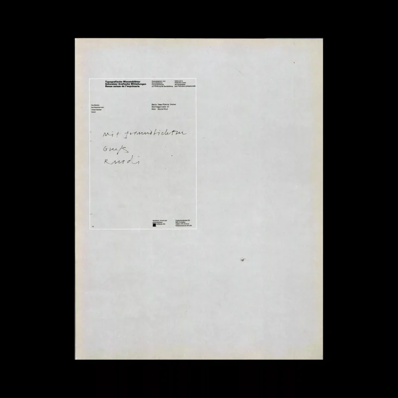 Typografische Monatsblätter, 6, 1983. Cover design by Jost Hochuli