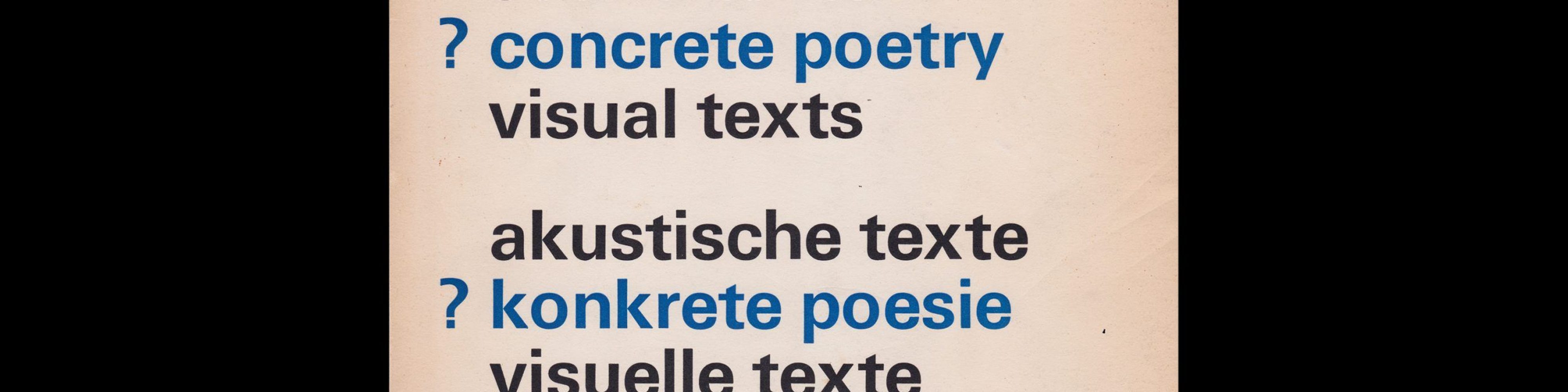 Sound Texts, Concrete Poetry, Visual Texts, Stedelijk Museum, Amsterdam, 1971 designed by Wim Crouwel and Jolijn van de Wouw (Total Design)