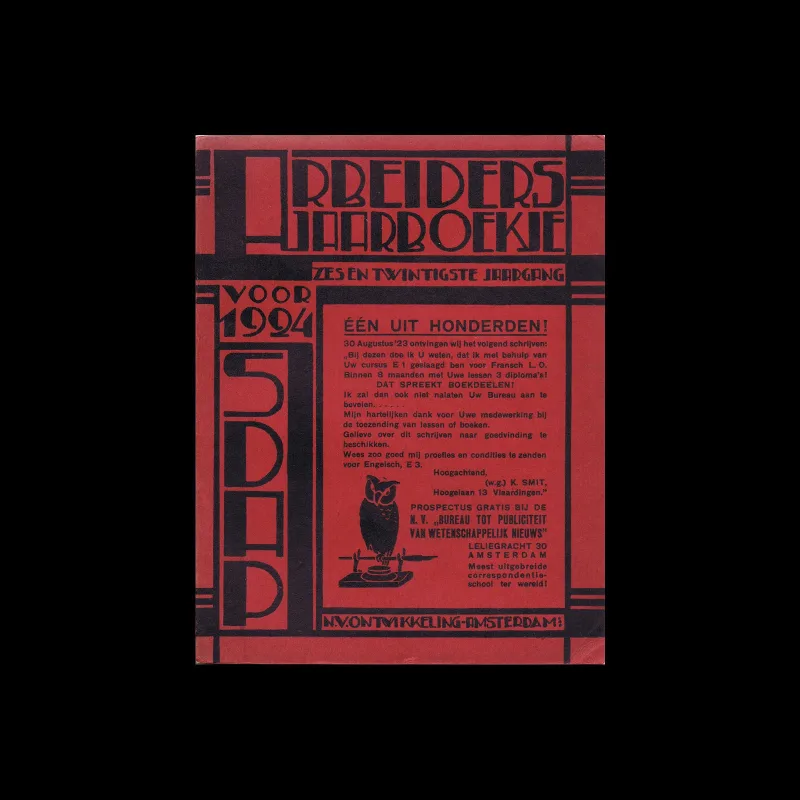 Arbeidersjaarboekje voor 1924, N.V. Ontwikkelin, 1924. Cover design by Fré Cohen