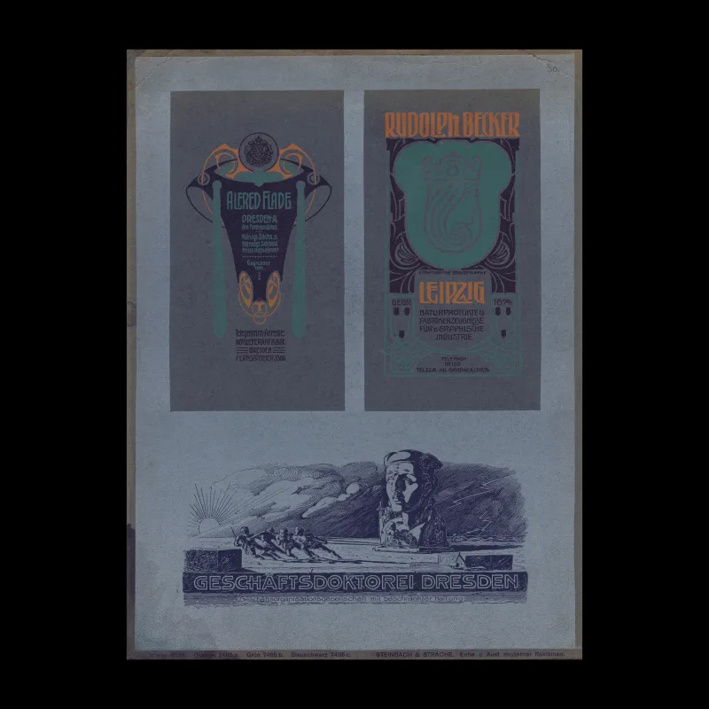 Art Nouveau Advertising Design Plate, Steinbach & Strache, Dresden, c.1905–1910