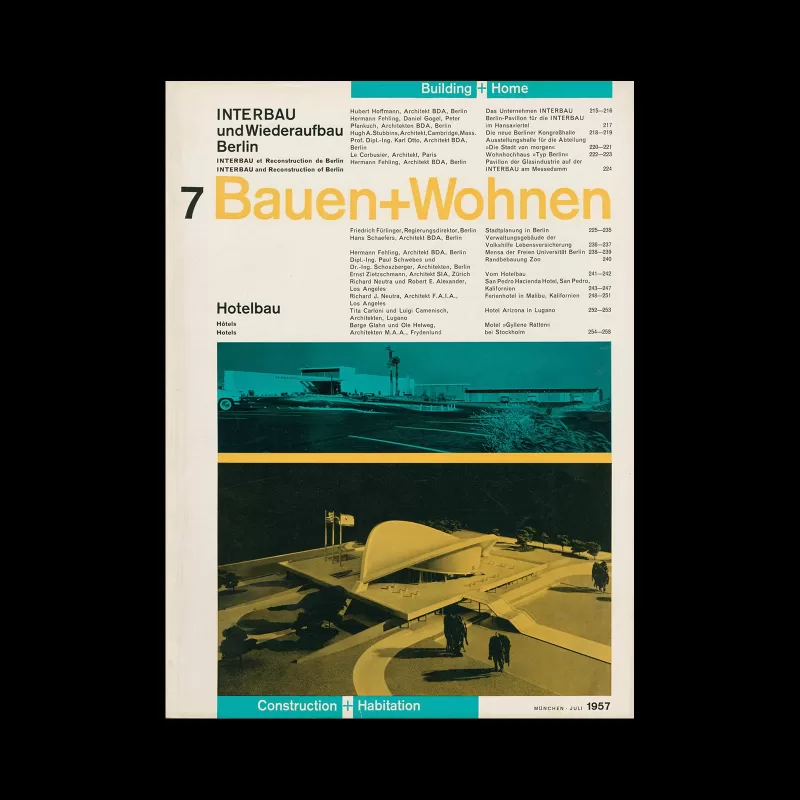Bauen+Wohnen, 7, 1957. Graphic design by Emil Maurer