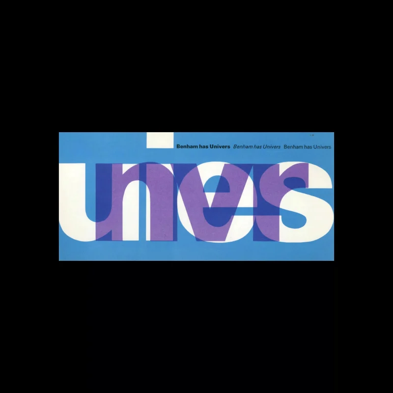 Benham has Univers, Type Specimen, 1960s