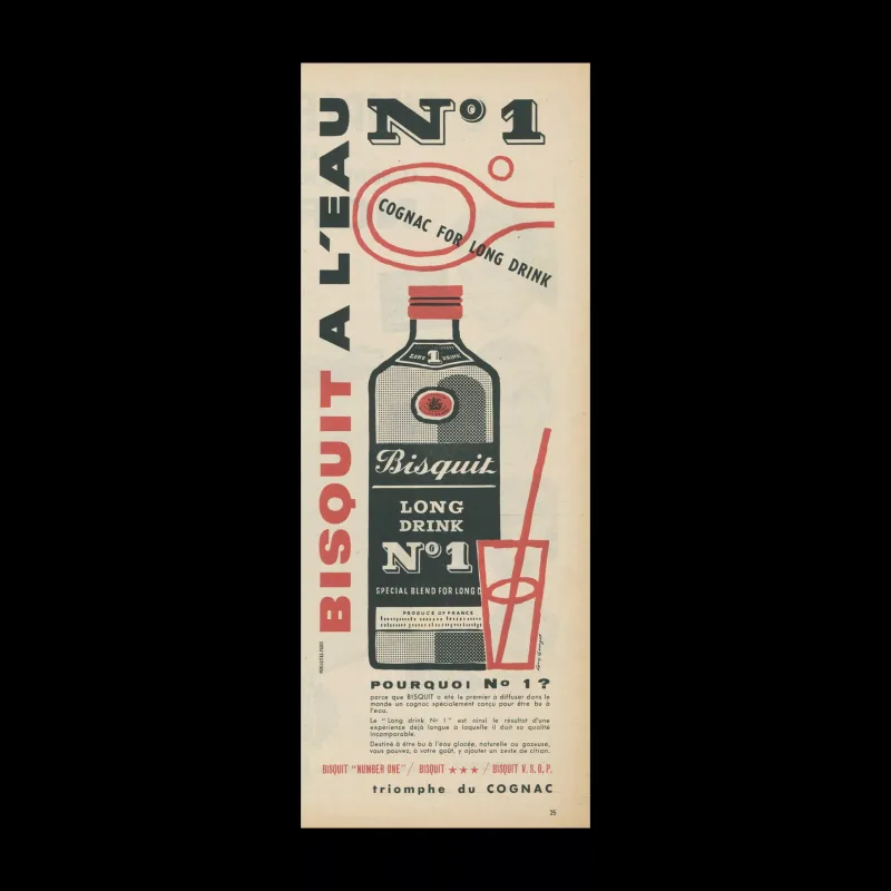 Bisquit Cognac, Press Advertisement, 1950s. Designed by Guy Georget