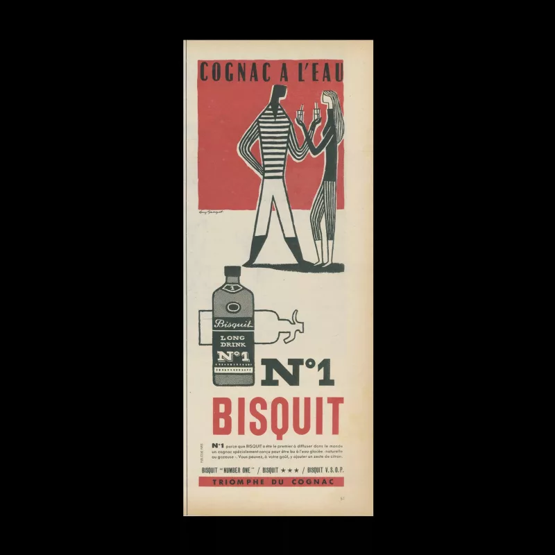 Bisquit Cognac, Press Advertisement, 1957. Designed by Guy Georget