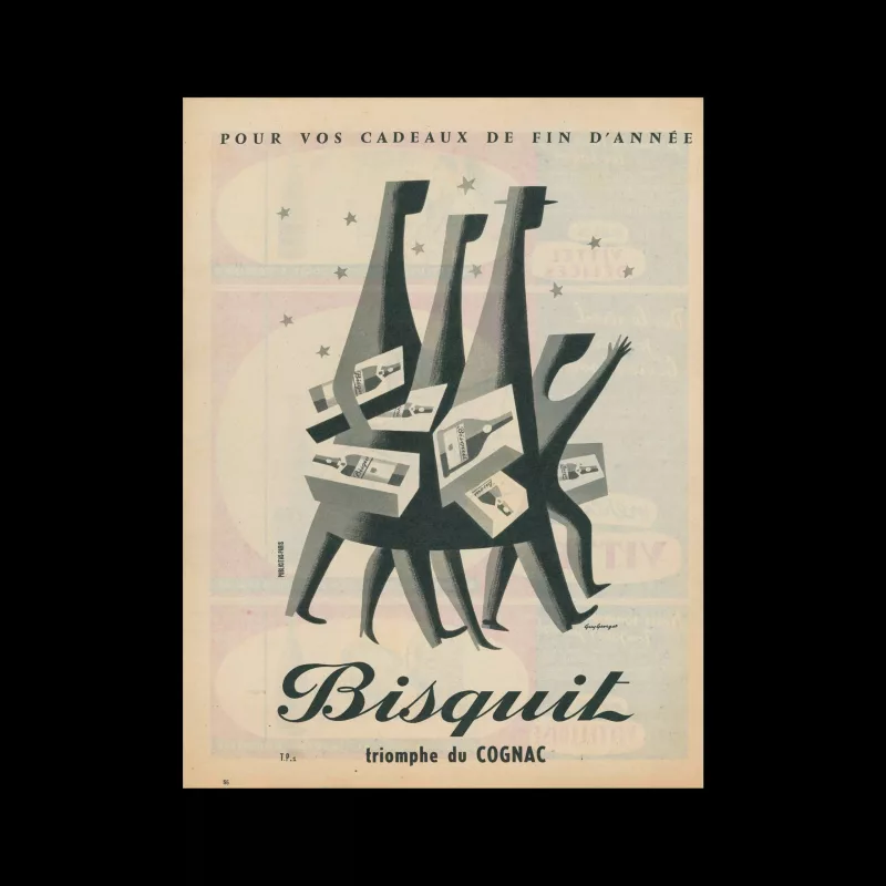 Bisquit triomphe du cognac, Advertisement, 1956. Design by Guy Georget.