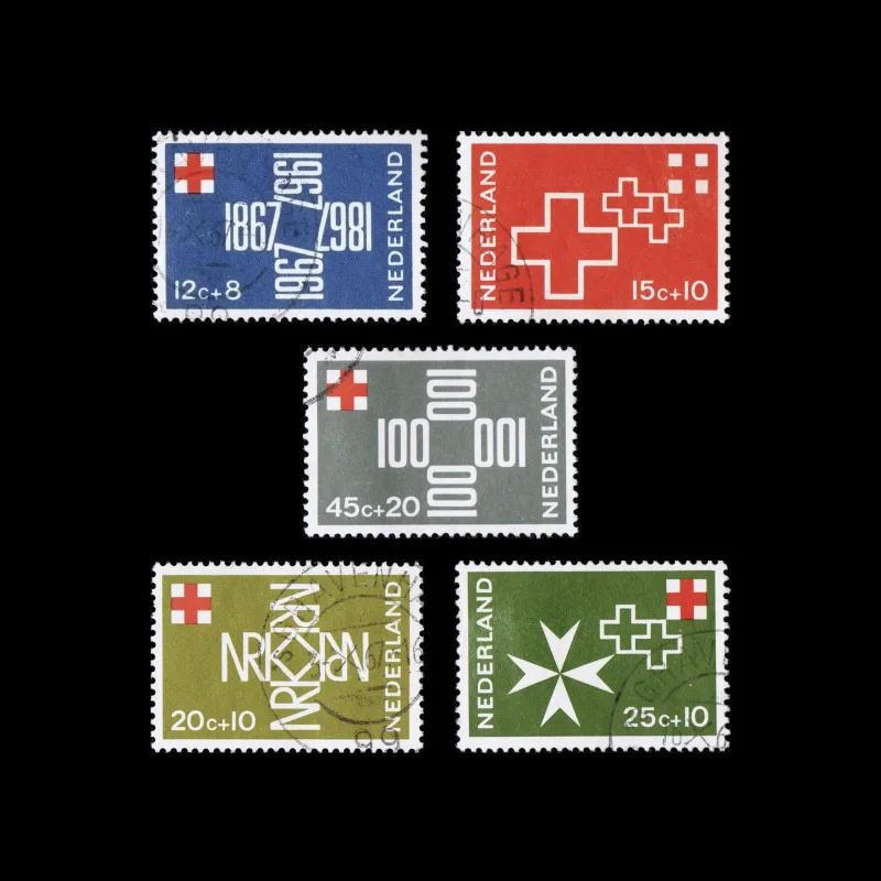 Centenary of Dutch Red Cross, Netherlands Stamps, 1967. Designed by Willem Adrianus van Stek