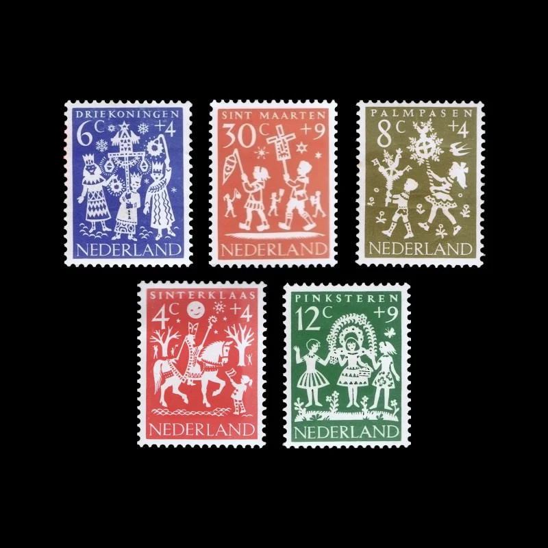 Children’s Parties, Netherlands Stamps, 1961. Designed by H. Bottema