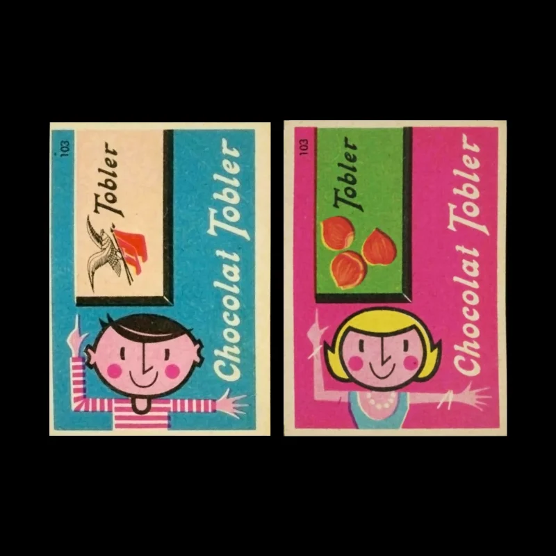 Chocolat Tobler, German Matchbox Labels, 1960s
