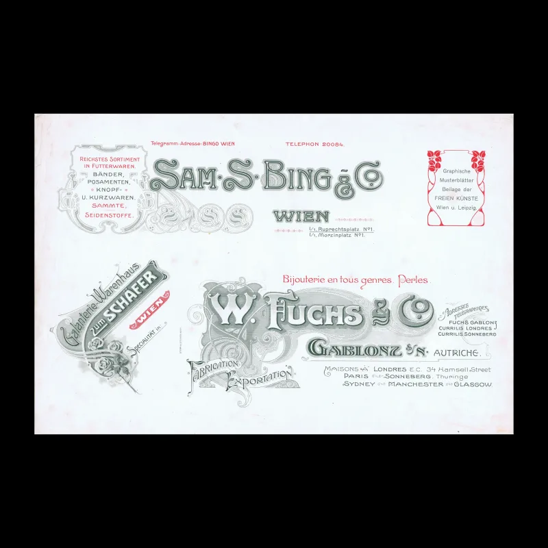 Commercial Identity Specimens for Viennese Businesses, c.1900–1905