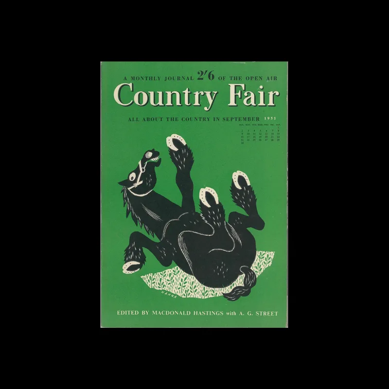 Country Fair, September 1951, Macdonald Hastings, 1951. Cover design by John Hanna