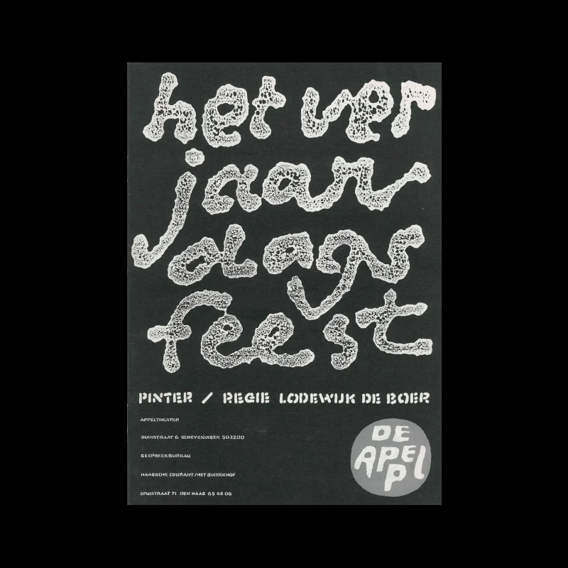 De Appel, Het vetjaardagsfeest, Brochure, 1986-87. Designed by Jan Bons