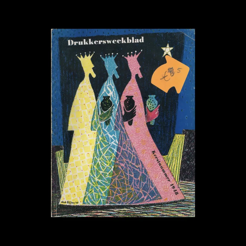 Drukkersweekblad en Autolijn Kerstnummer 1948, 1948. Cover design by Dick Elffers