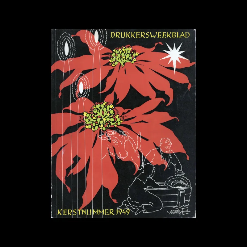 Drukkersweekblad en Autolijn Kerstnummer 1949, 1949. Cover design by G.W. et al Verhorst