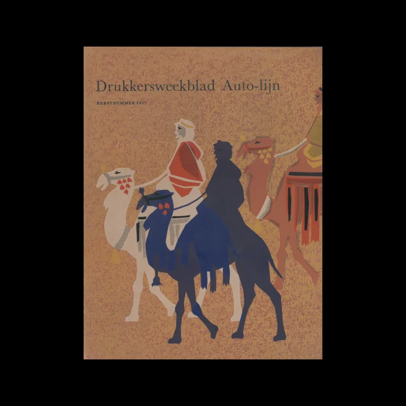 Drukkersweekblad en Autolijn Kerstnummer 1957, 1957. Cover design by Hans Barvelink