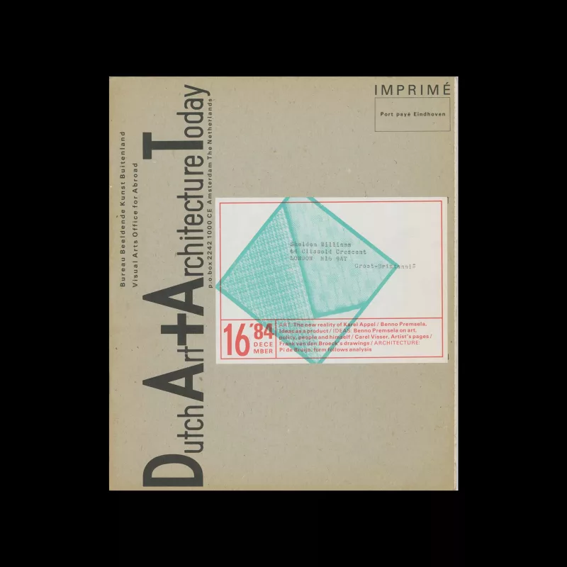 Dutch Art + Architecture Today 16, 1984. Designed by Jan van Toorn