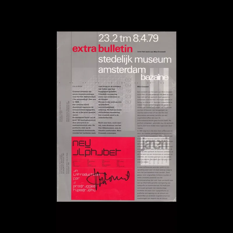 Extra Bulletin, Stedelijk Museum, Amsterdam, 1979, Wim Crouwel
