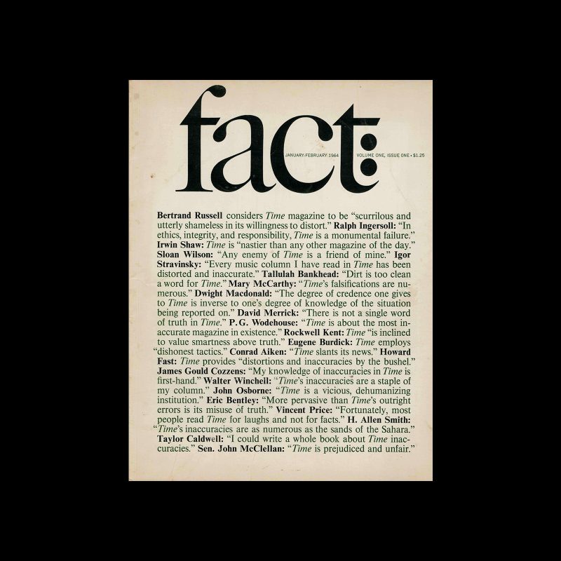 Fact, Volume One, Issue One, 1964. Designed by Herb Lubalin