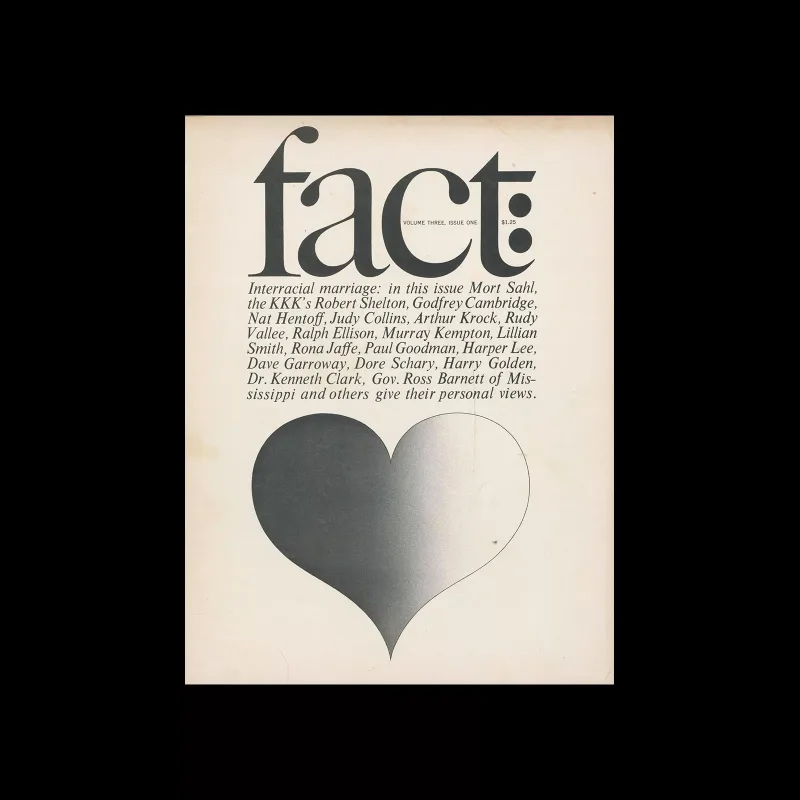 Fact, Volume Three, Issue One, 1966. Designed by Herb Lubalin