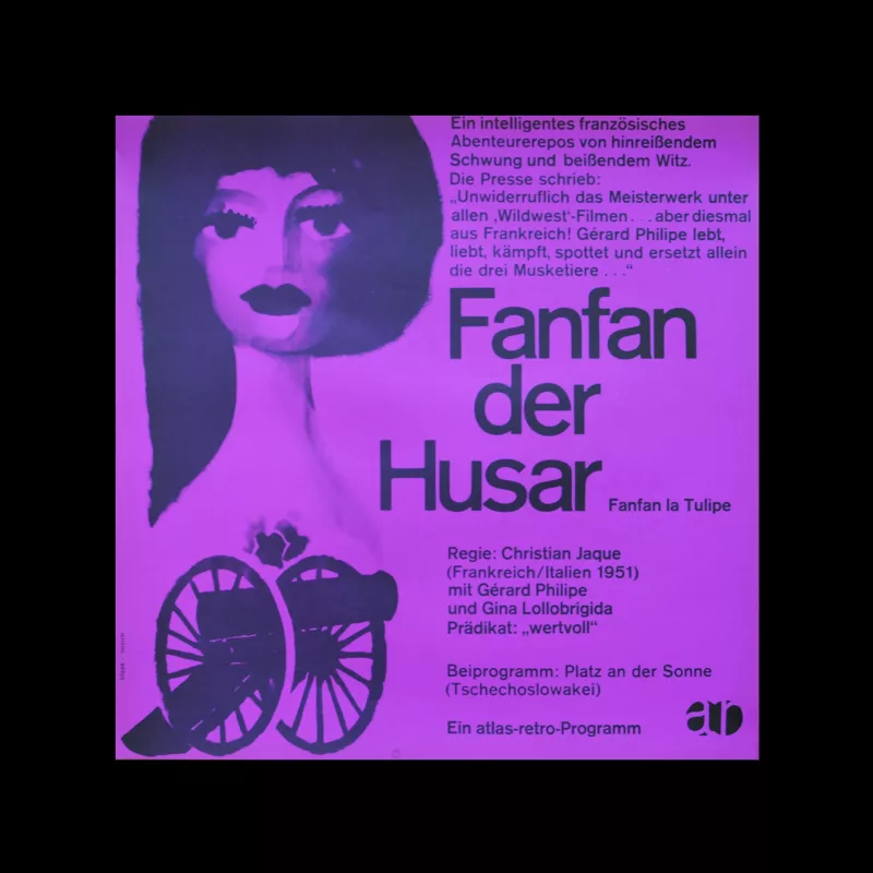 Fanfan der Husar, Atlas Films Poster, 1960s. Designed by Karl Oskar Blase
