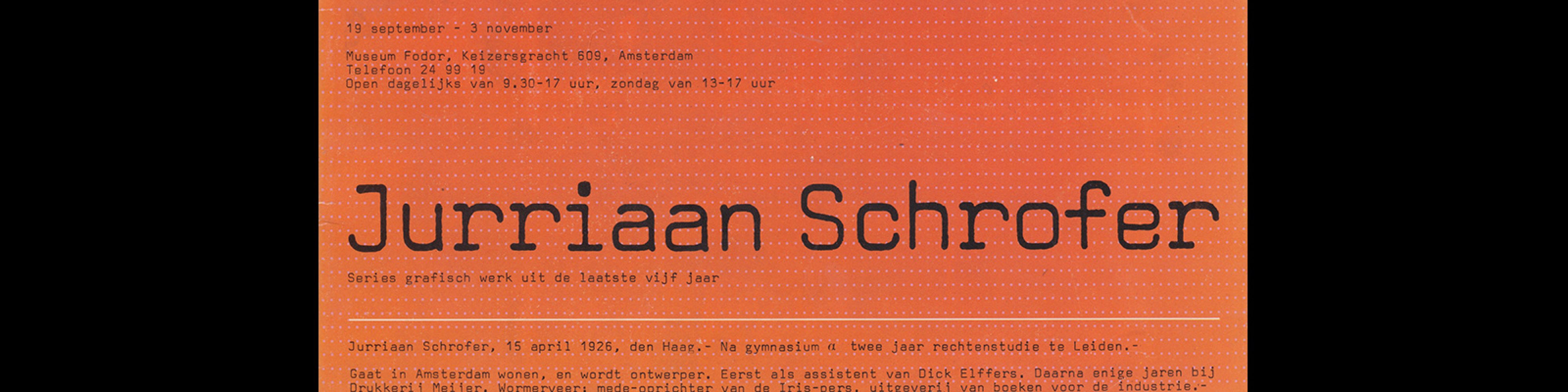 Fodor 22, 1974 - Jurriaan Schrofer. Designed by Wim Crouwel and Daphne Duijvelshoff (Total Design)
