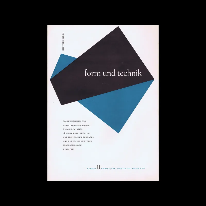 Form und Technik, Vol 04, No. 02, February 1953. Cover design by Robert Höbel