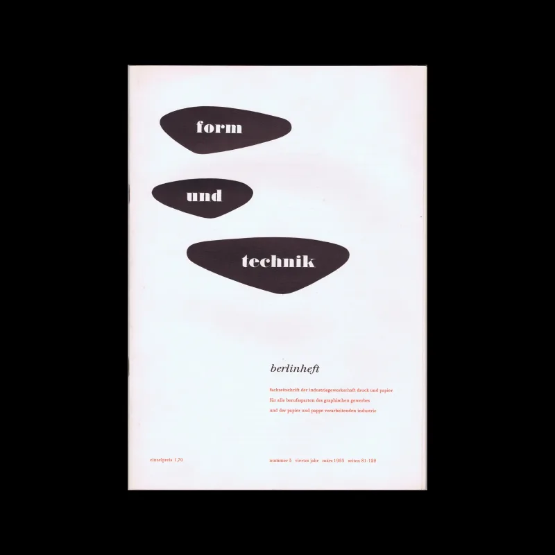 Form und Technik, Vol 04, No. 03, March 1953. Cover design by the Master School for Graphic Arts and Book Trade, Berlin