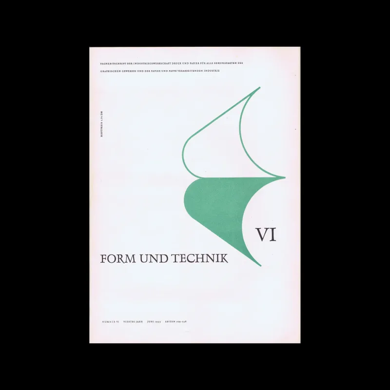 Form und Technik, Vol 04, No. 06, June 1953. Cover design by Heinz Polter