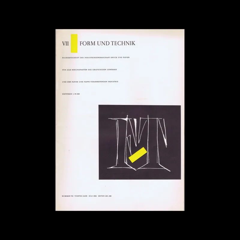 Form und Technik, Vol 04, No. 07, July 1953. Cover design by Rudolf Franke