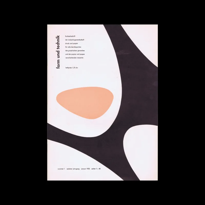 Form und Technik, Vol 06, No. 1, January 1955. Cover design by Paul Wohlrab