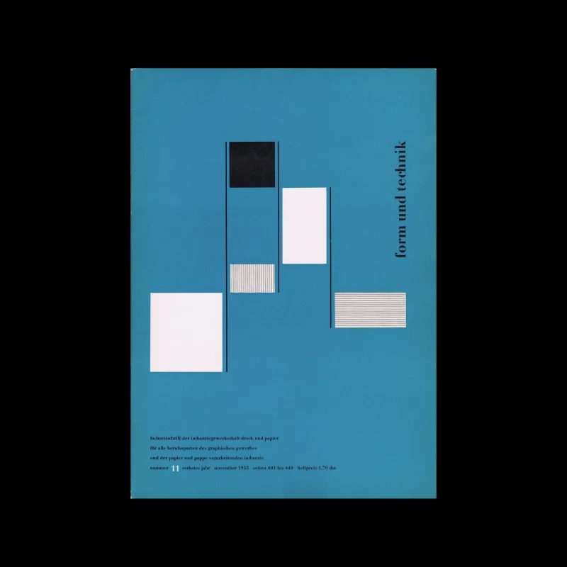 Form und Technik, Vol 06, No. 11, November 1955. Cover design by Typography Working Group of the Typesetters' Association, Berlin