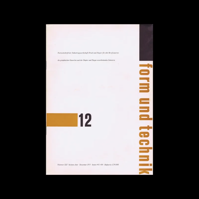 Form und Technik, Vol 06, No. 12, December 1955. Cover design by Fritz Pfeiler