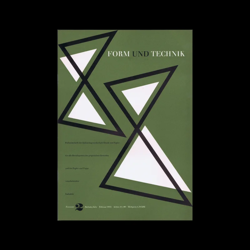 Form und Technik, Vol 06, No. 2, February 1955. Cover design by Willy Jakobs
