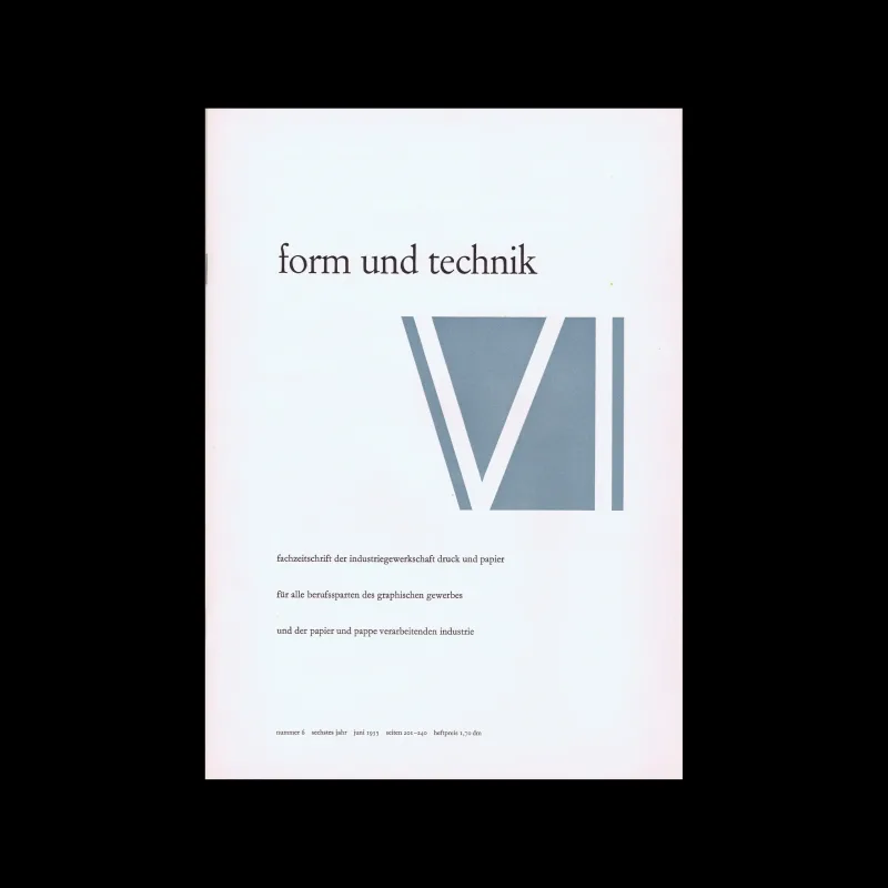 Form und Technik, Vol 06, No. 6, June 1955. Cover design by Gerhard Perz