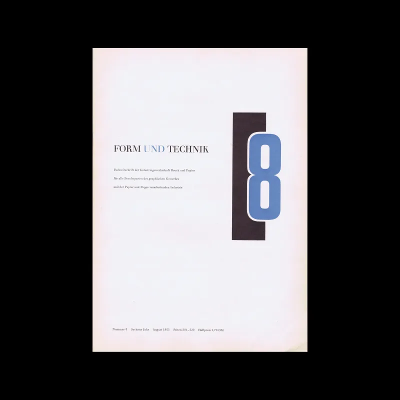 Form und Technik, Vol 06, No. 8, August 1955. Cover design by Karl-Heinz Philippen