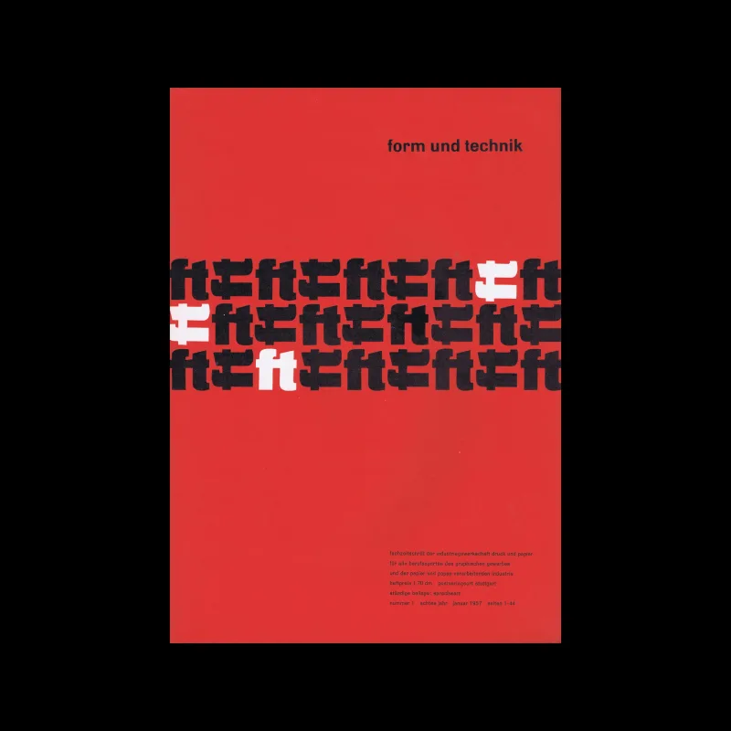 Form und Technik, Vol 08, No. 01, January 1957. Cover design by Fred Gerressen